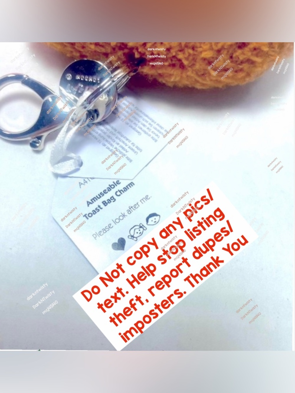 VERY LAST ONE! BNWT JELLYCAT AMUSEABLE TOAST BAG CHARM KEY CHAIN - Picture 3 of 12